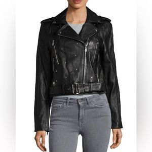 Sam Edelman Genuine Leather Black Studded Moto Jacket